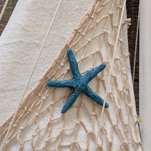 Large Decorative Sailboat with Starfish Accent Nautical Home Decor 24x16" - Picture 2 of 6